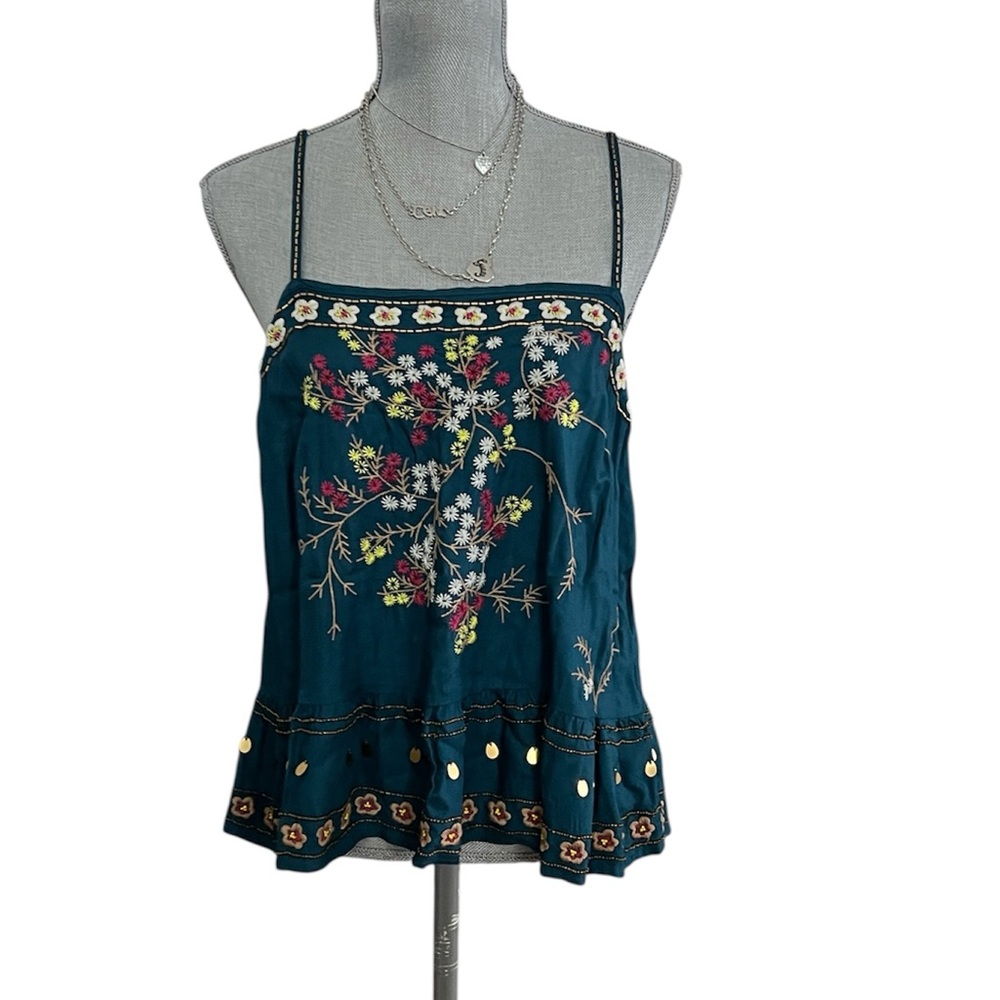 Anthropologie Luzia Cropped Embroidered & Sequin Cami - Picture 2 of 16